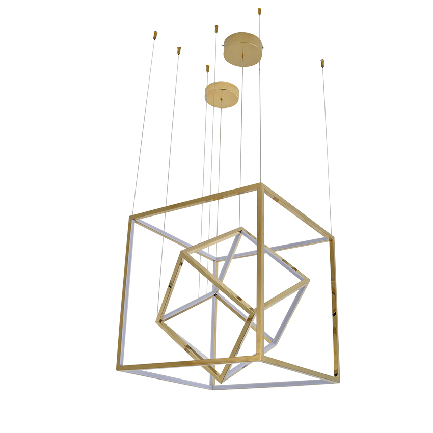 Modern Designer Lighting Nordic Geometric Triangle Gold LED Chandelier Pendant Light