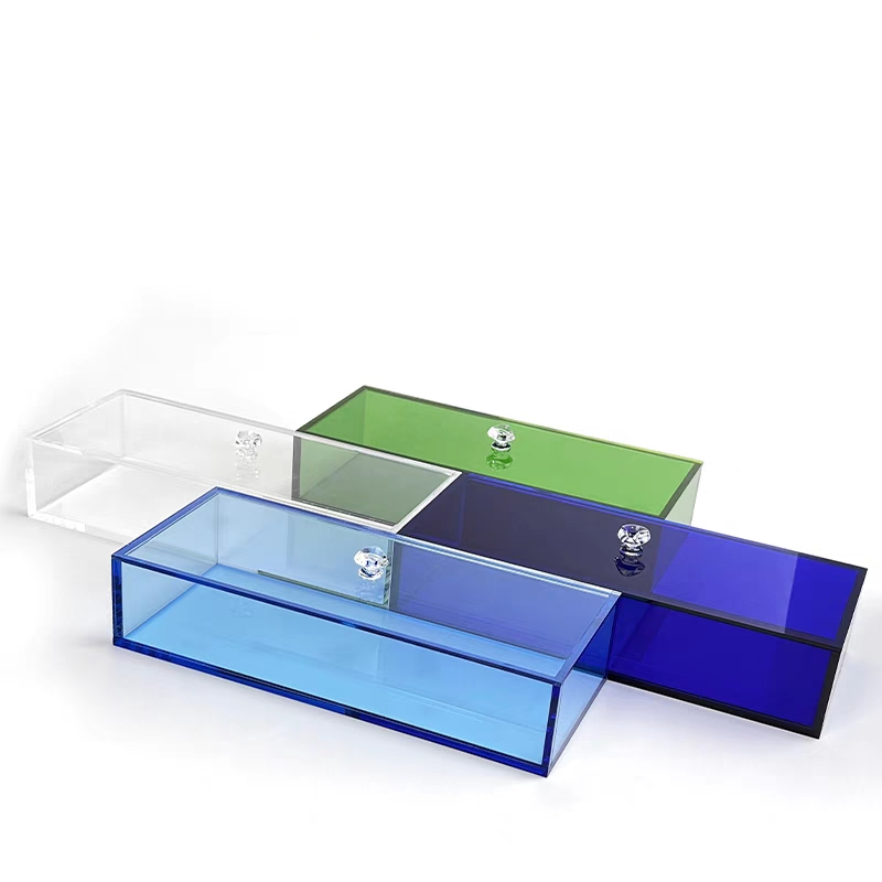 Colored Plastic Acrylic Makeup Organizer Storage Box with Dustproof Cover