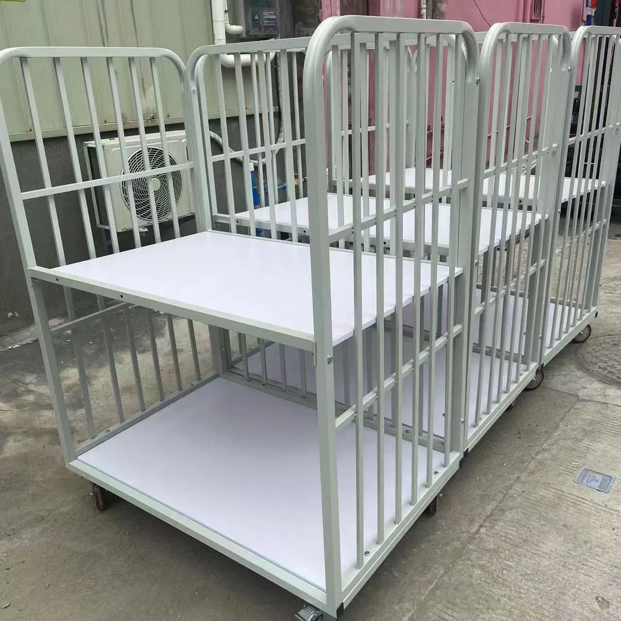 Custom Silent Rubber Wheels Two Layers Industrial Garment Fabric Transport Trolley