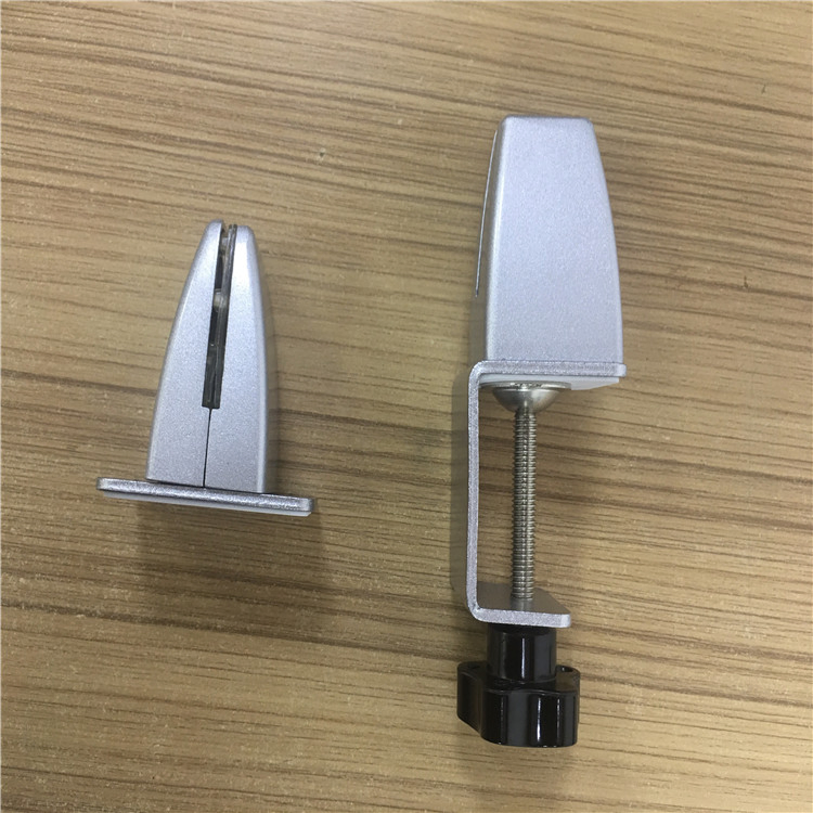Aluminium and Iron Silver C Clamp Bracket Desk Accessories for Acrylic Office Partition Table Divider or Table separator
