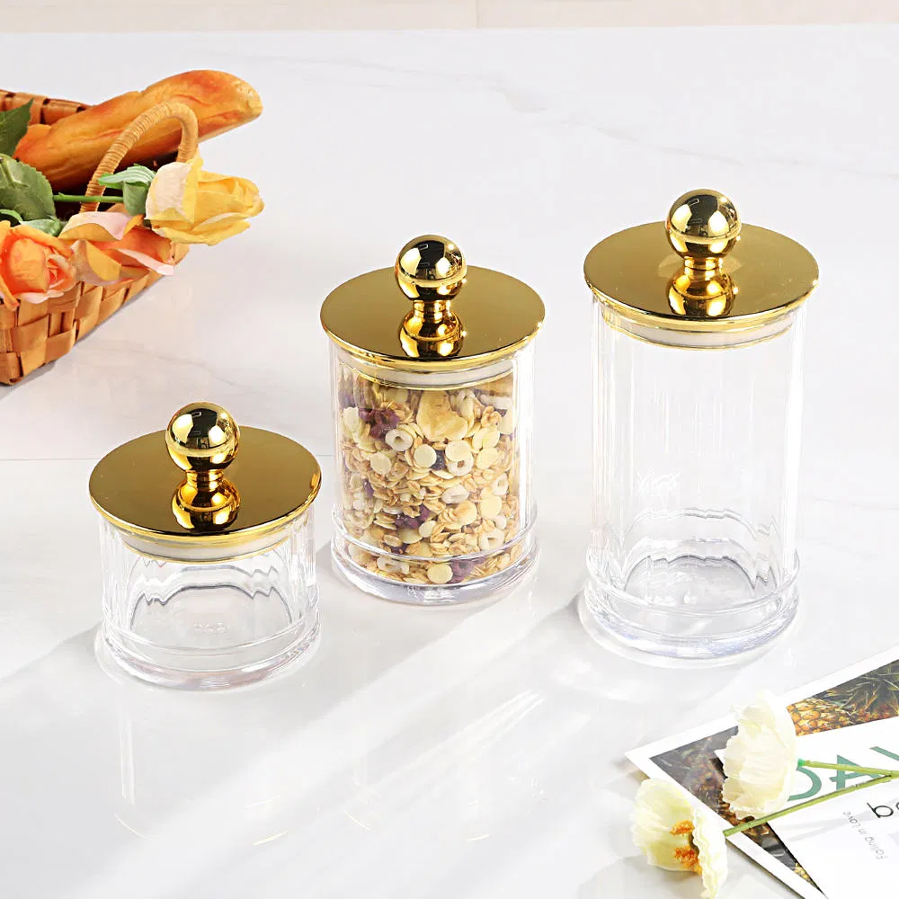Sealed Jar - Modern Gold Lid Transparent PS Plastic Storage Container