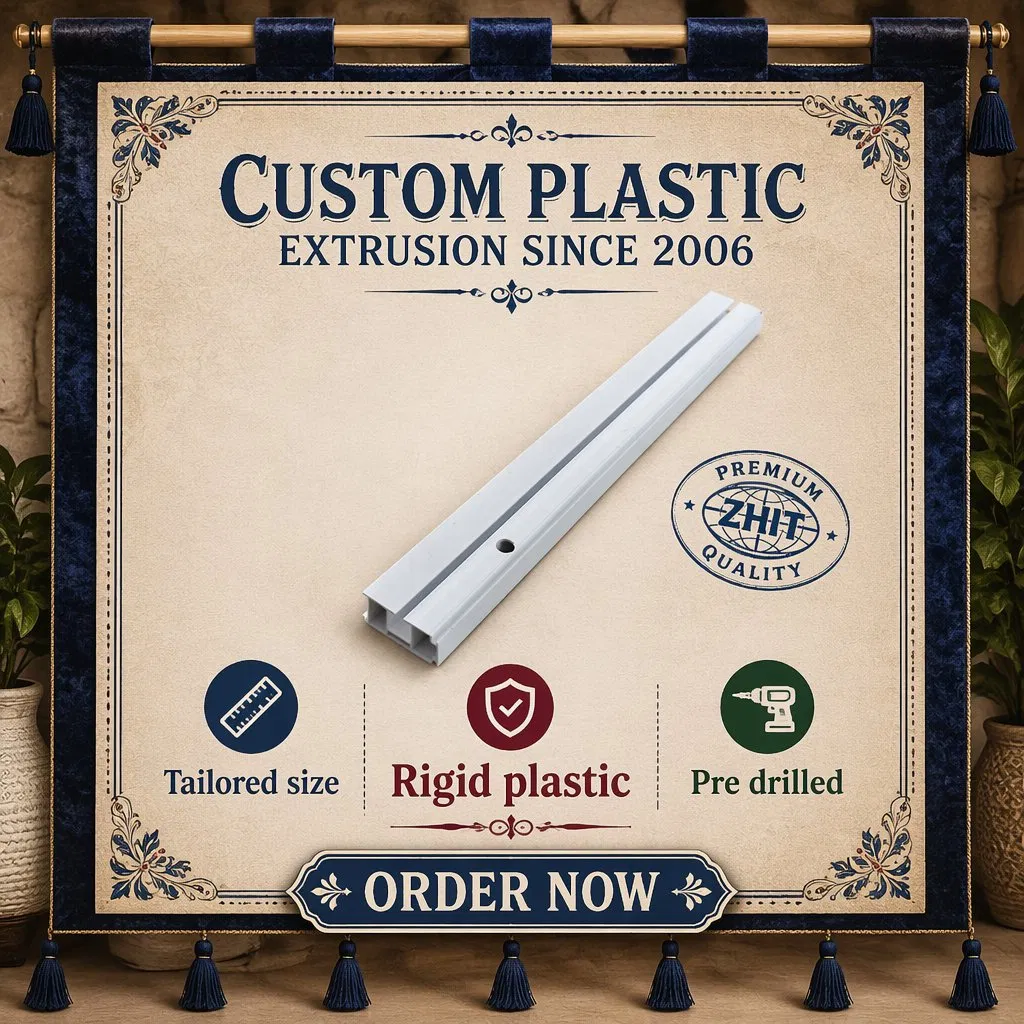 Custom Extruded PVC/ABS/PP/PE Plastic Trim for Ceiling Curtain Rail and Roller Shutter Guide