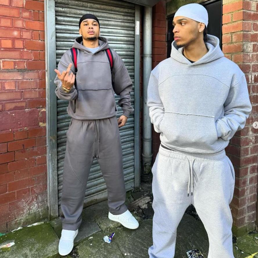 Custom Manufacturer Flared Sprotswear Sweatsuit Sweatpants Hoodie Sports Set Stacked Tracksuit Men
