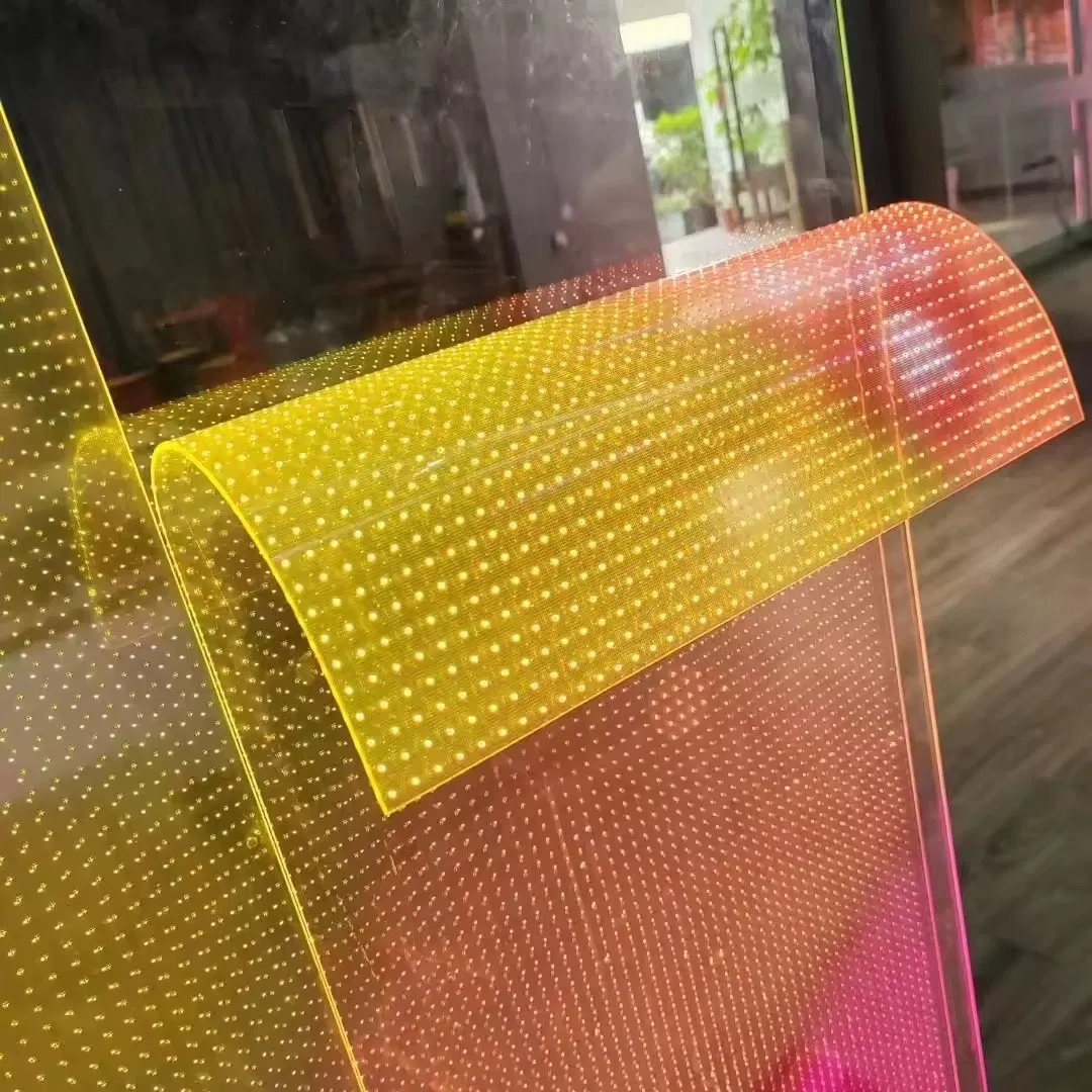 Transparent Flexible LED Display Glass Curtain Screen Advertising LED Display Transparent Video