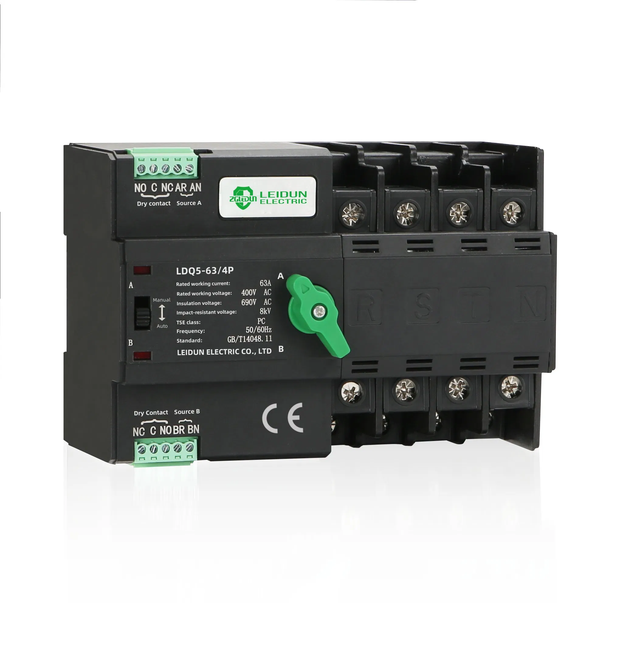 ATS PC-Class PV/Solar Dual Power Generator Changeover 16A/25A/32A/40A/50A/63A Automatic Transfer Switch OEM/ODM/2p/3p/4p