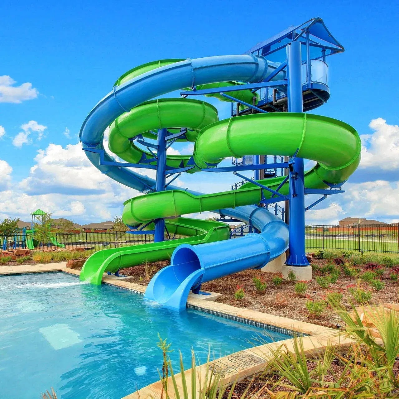 Custom Color Fiberglass Water Slide for Themed Aquatic Park Project