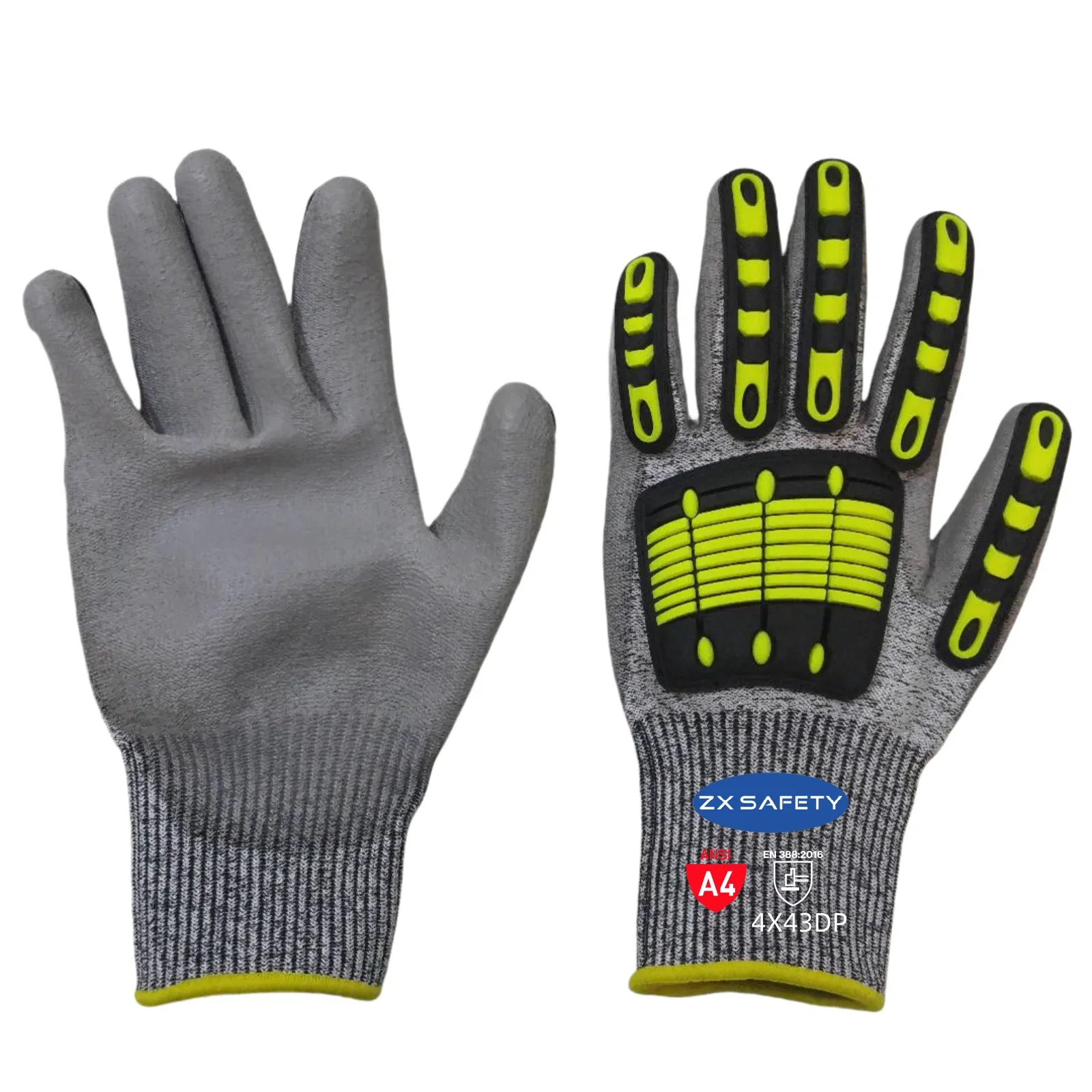 13G TPR PU Palm Coated Cut 5 Impact Resistant Gloves