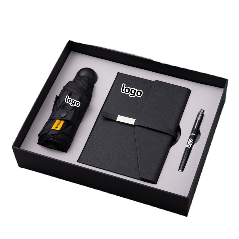 Wholesale Customized Business Gift Set A5 Notebook Umbrella Pen Gift Box Gift Set