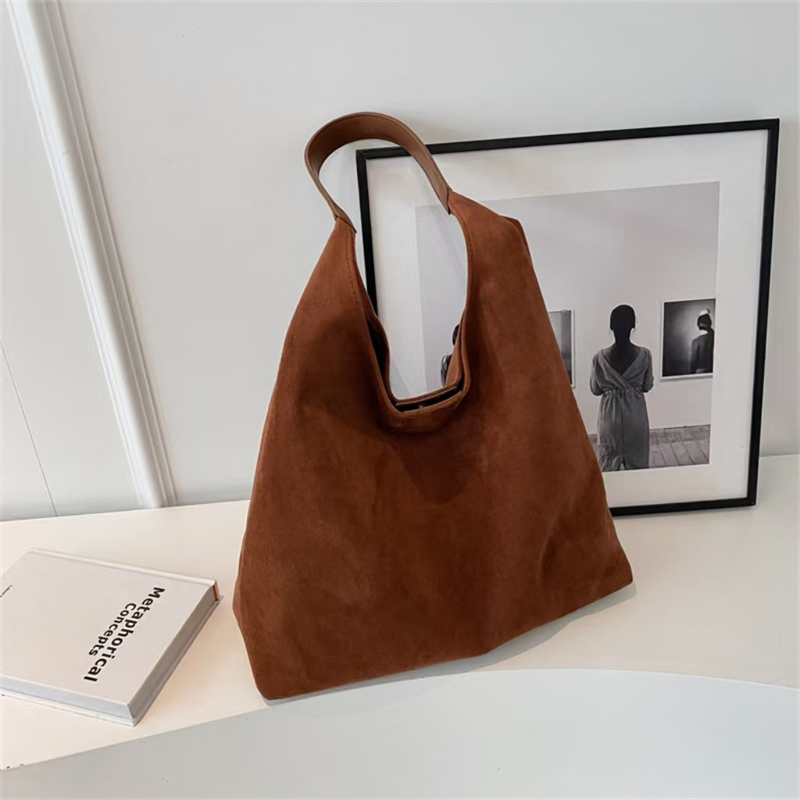 Small Niche Suede Bag, Large Capacity Single Shoulder Armpit Bag, Commuting Tote Bag