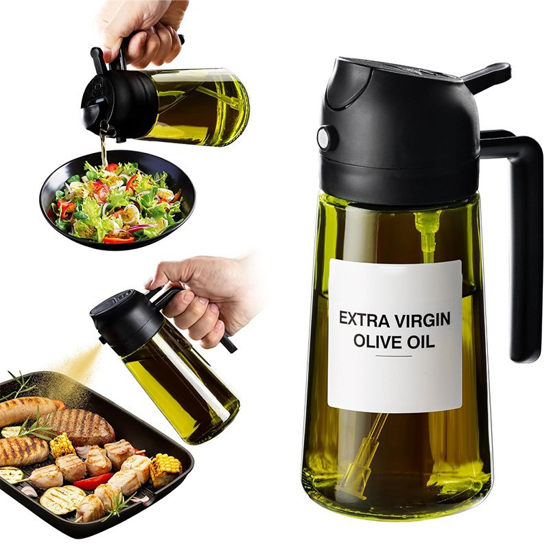 New Design 2 in 1 Oil Sprayer One Key Control Mist Bottle for Kitchen Food Cooking