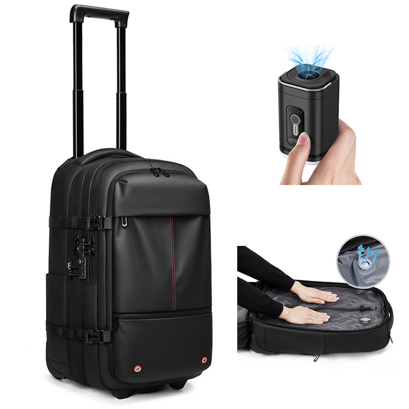 35-60L Expandable Tsa Lock Laptop Backpack USB Port Vacuum Compress Men Backpack