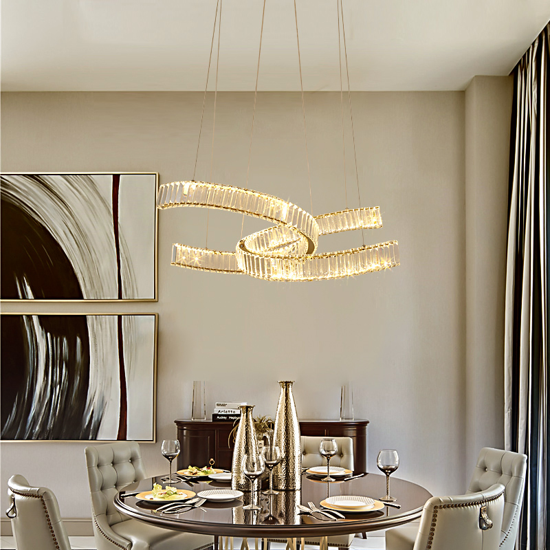 Crystal LED Pendant Lights Remote Control Dimmable Chanderial Lighting