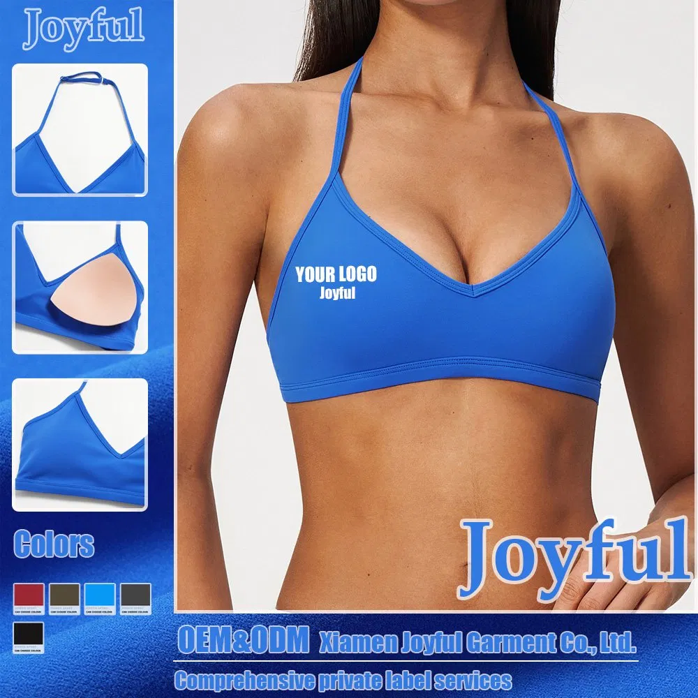 Gym Wear Fitness Halter Neck Underwear Adjustable Sexy Adjustable Padded Sports Bra