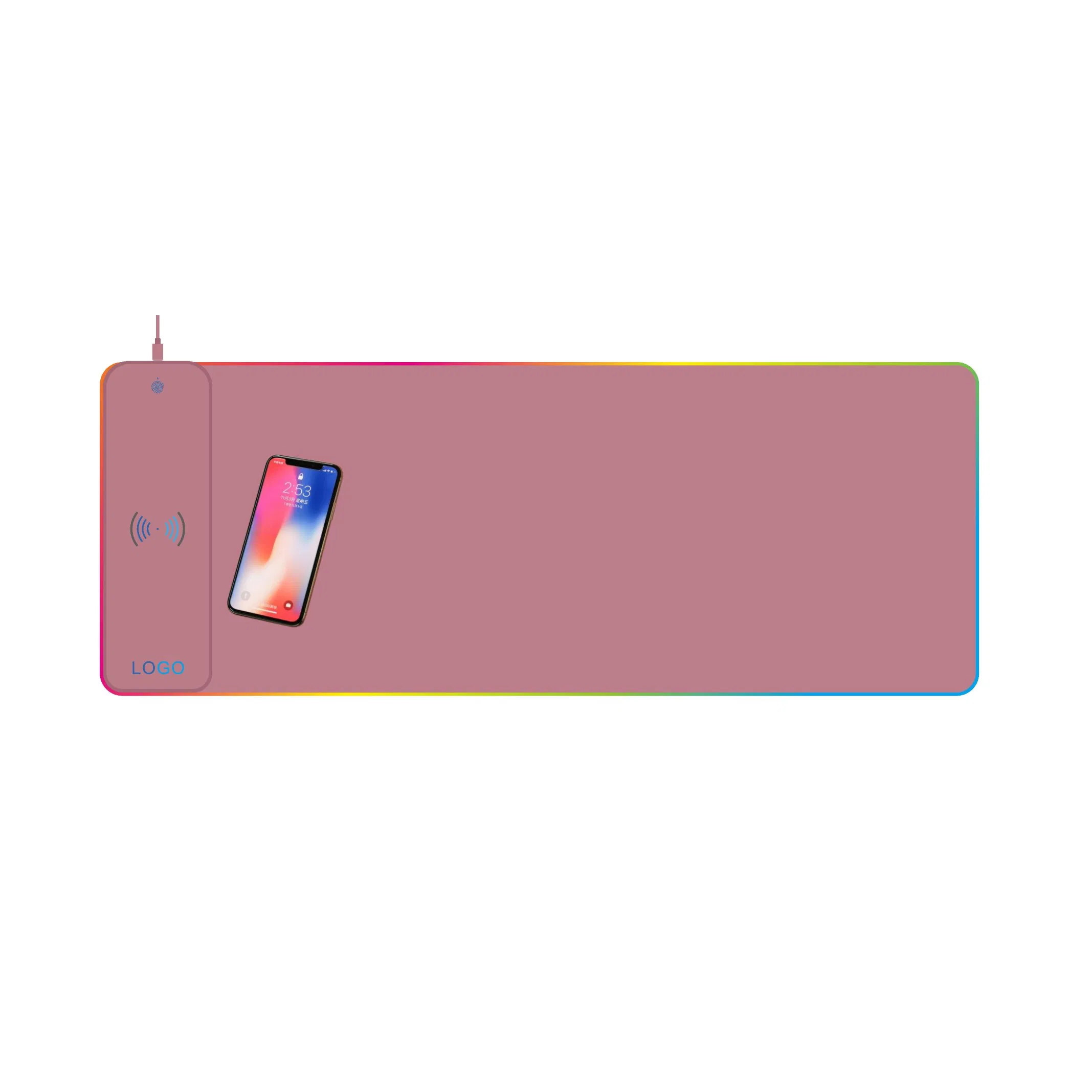 10W Wireless Charger Extended RGB Mouse Pad Non-Slip Rubber Base 10 Lighting Modes 4mm Ultra Thick Soft LED Gaming Keyboard Mat Qi Fast Wireless Charging Large