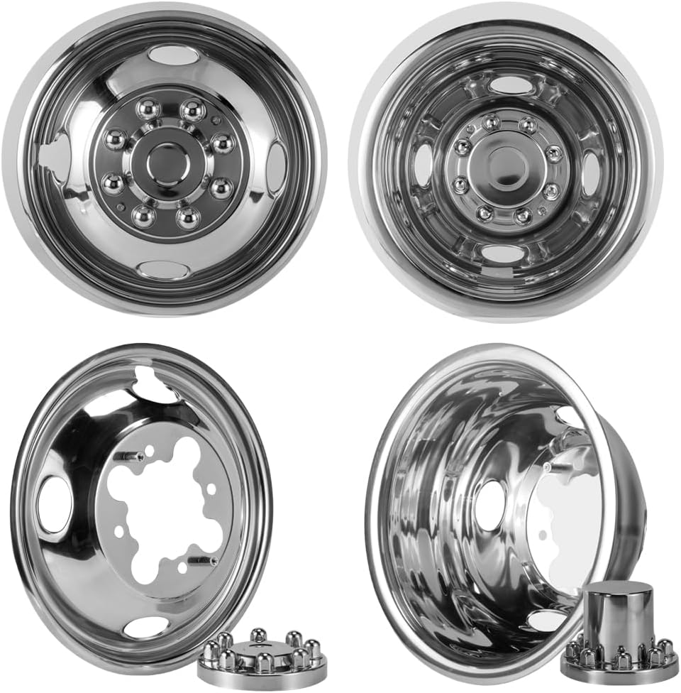 Shiny 16-Inch Stainless Steel Wheel Simulators for Ford E350 E450