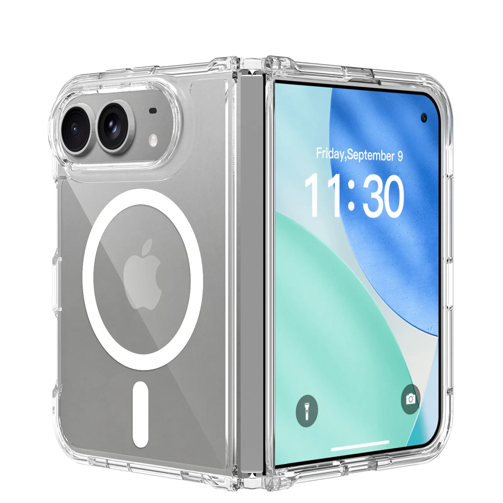 New IP-Duo Foldable Phone Case High Quality Transparent Magnetic Suction Phone Case