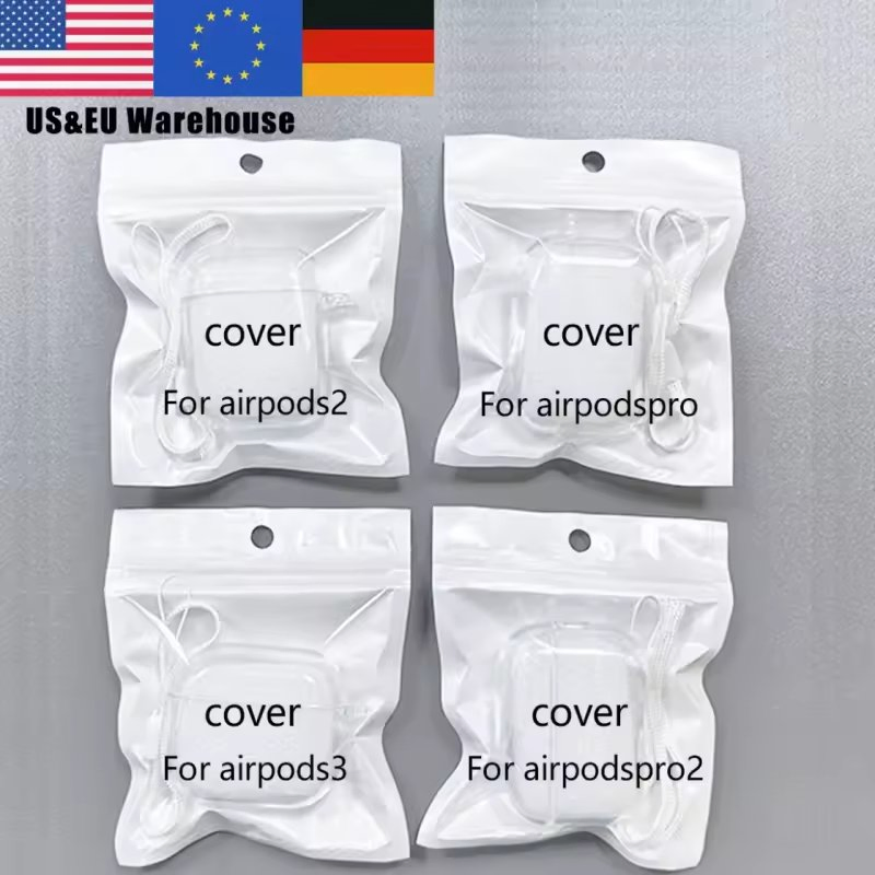 Us Warehouse Transparent Protective Case for Airpod 2/3/4/Pros Series TPU Case