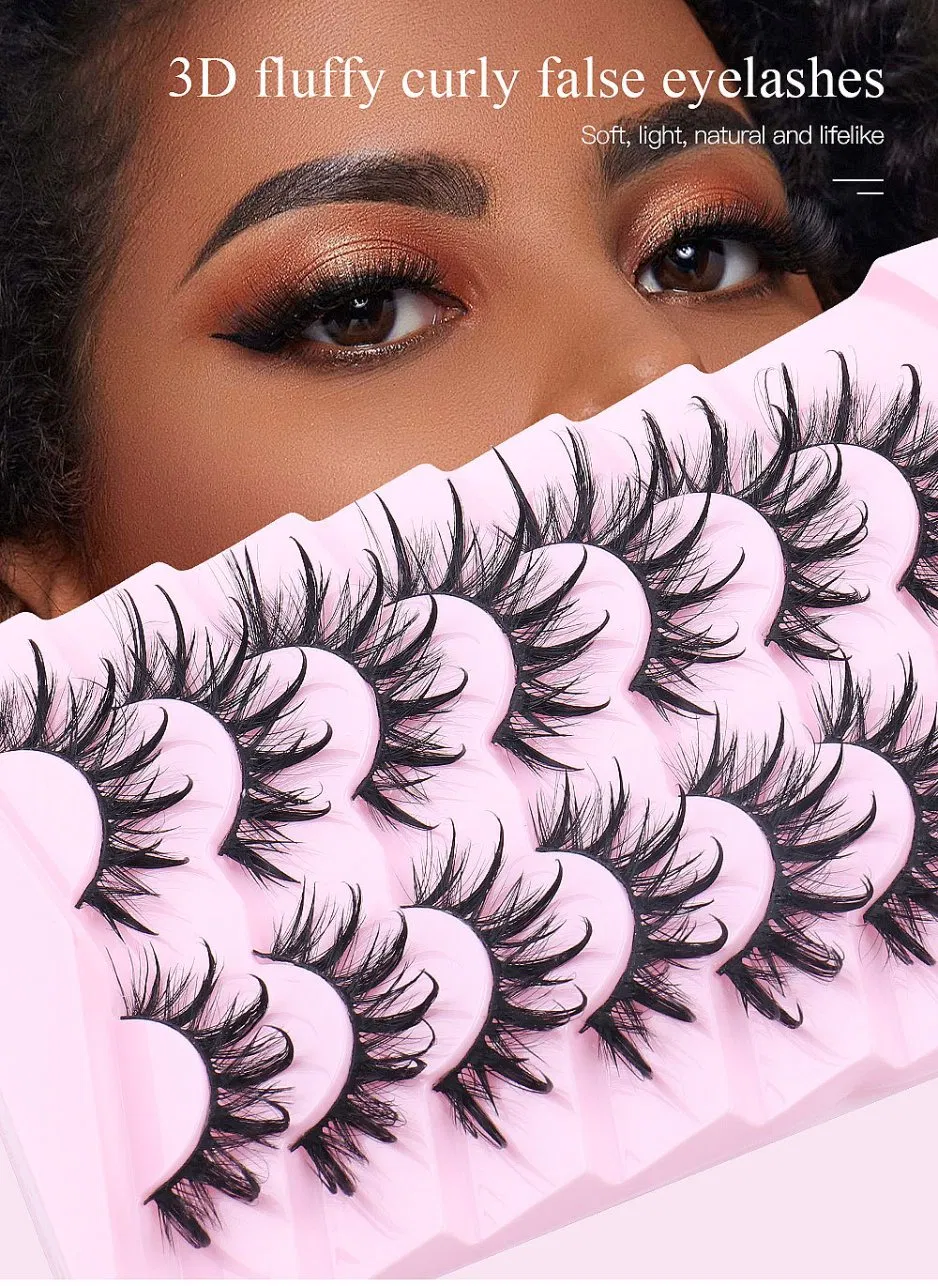 Strip Lashes 7 Pairs Little Devil Style Wispy Style Eyelashes Natural Length 3D Effect European and American Thick Fluffy Eyelashes