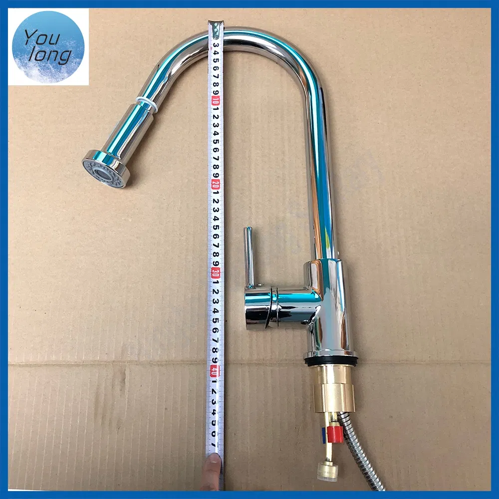 Pull Down Sprayer Kitchen Faucet Deck Mount Brass Sink Tap
