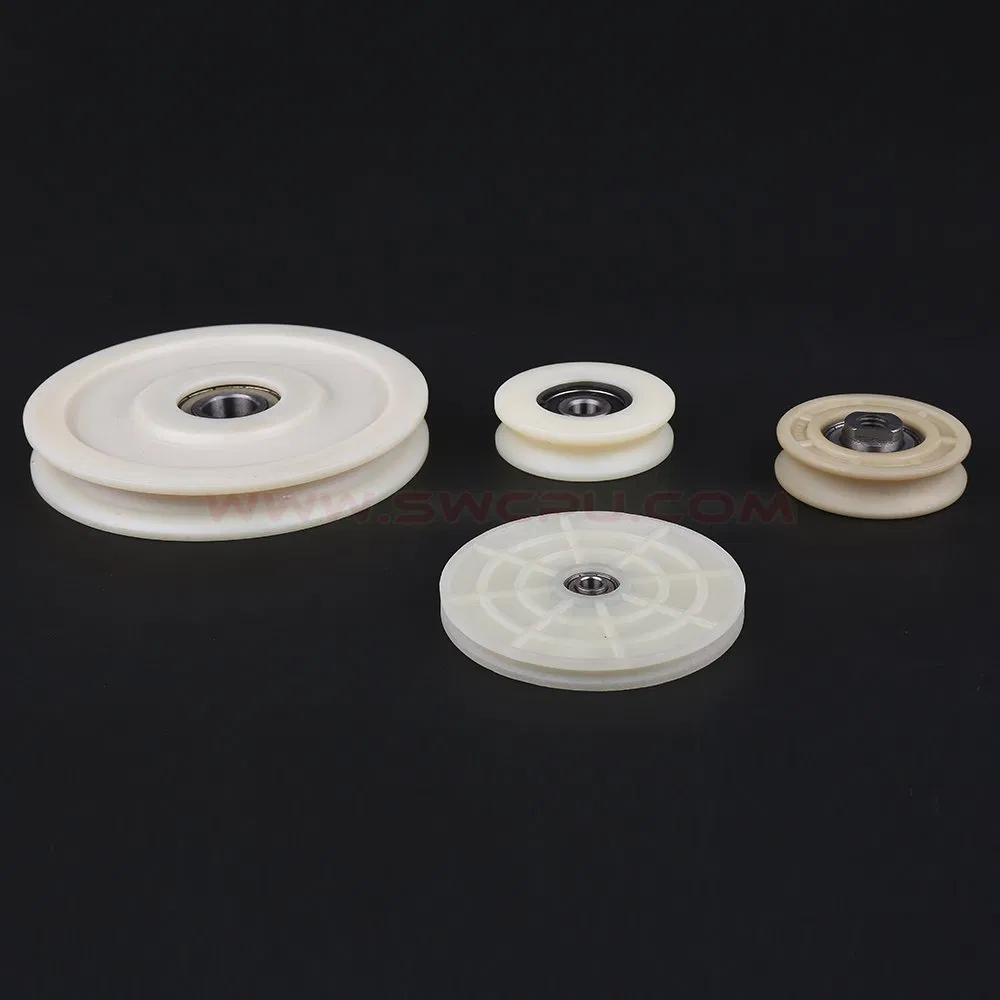 Professional Custom Precision Nylon Plastic U / H / V Groove Pulley Wheel with Bearing