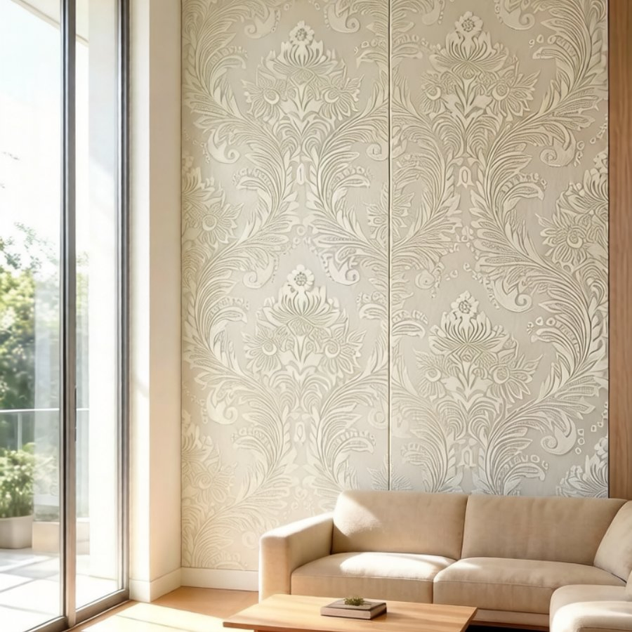 Banruo Floral Texture 3D Embossed PS Waterproof Moisture-Proof Wall Panel
