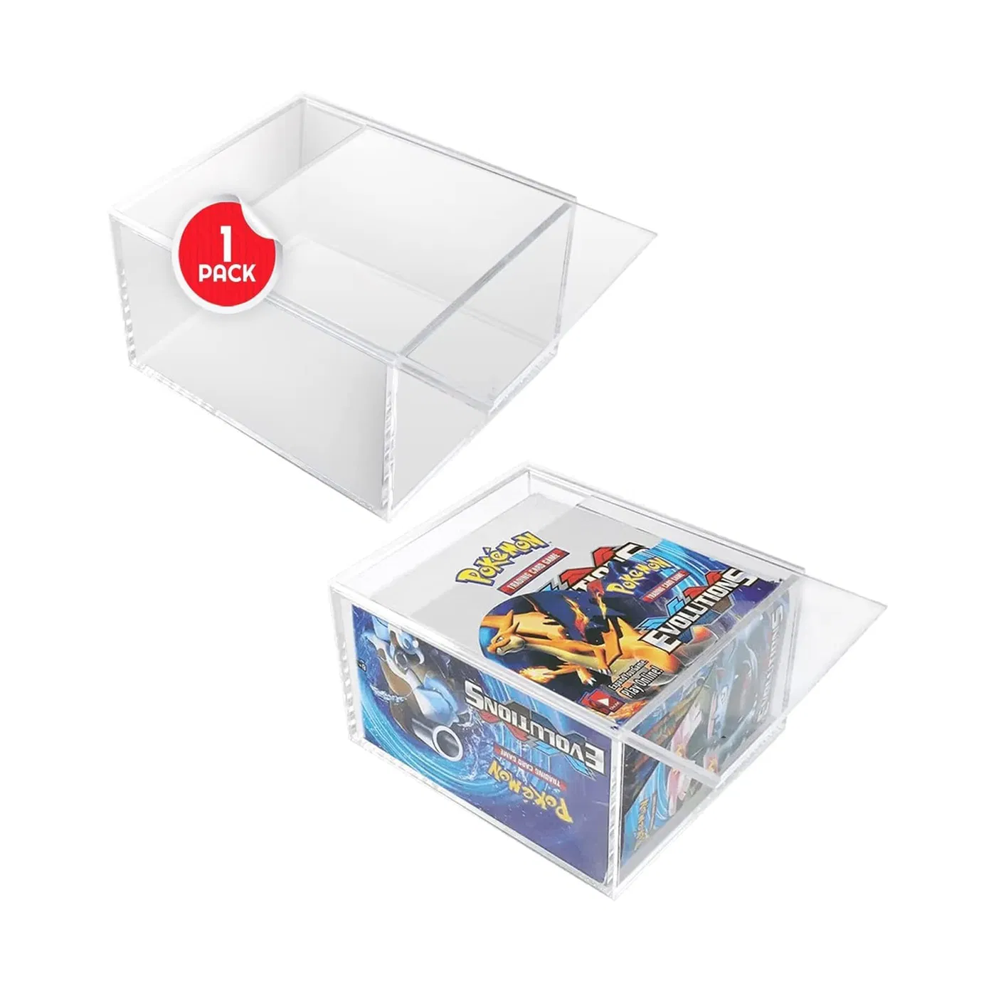 Transparent Pokemon Booster Acrylic Protector Box with Sliding Lid
