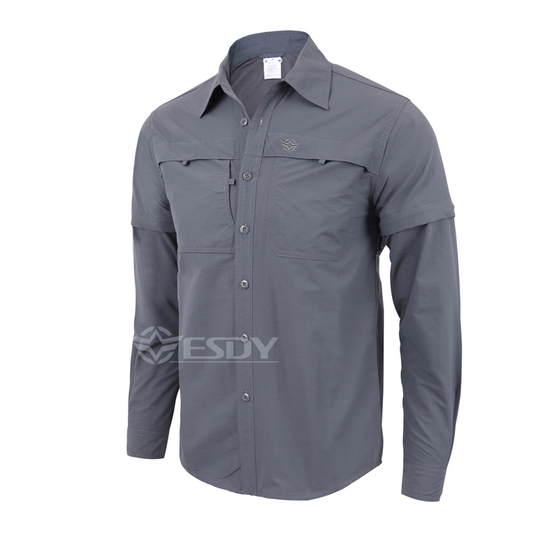 Gray Color Esdy Men Outdoor Sports Quick-Dry Breathable Tactical Shirts