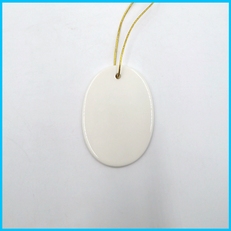Personalized Wholesale Oval Custom Decoration Sublimation Blank Ceramic Ornaments