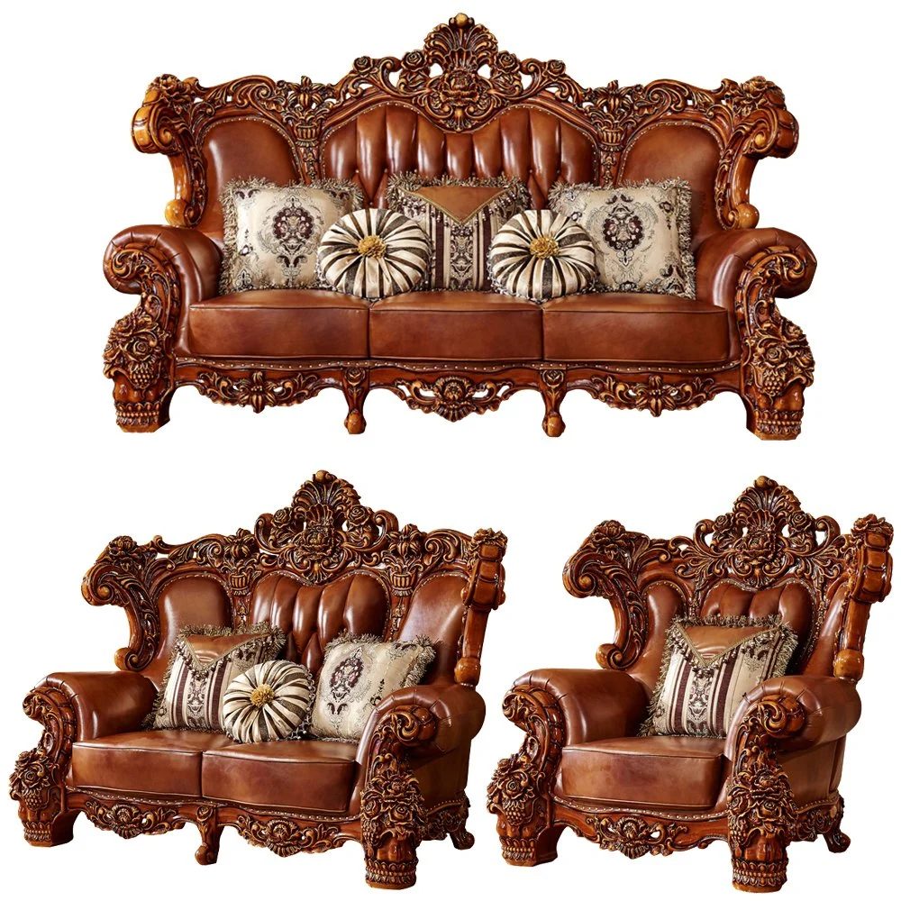 Classic Luxury Leather Sofa in Optional Couch Seats and Furniture Color