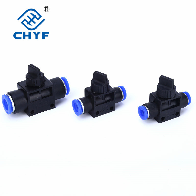 Hvff4/6/8/10/12 Air Pneumatic Hand Valve Fitting 4mm-12mm Od Hose Pipe Tube Push Into Connect 2-Way Flow Limiting Speed Control