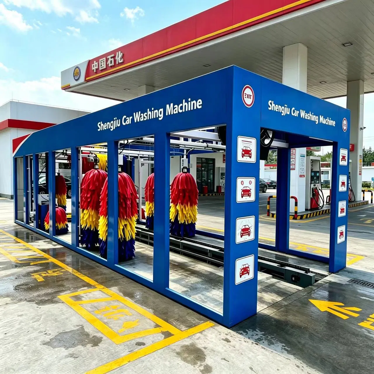 Multi Functional Full-Automatic Tunnel Car Washing Machine Roller Brush Type Scratch Resistant Soft Brush Integrated Foam Spraying Wax Coating Machine Low Noise
