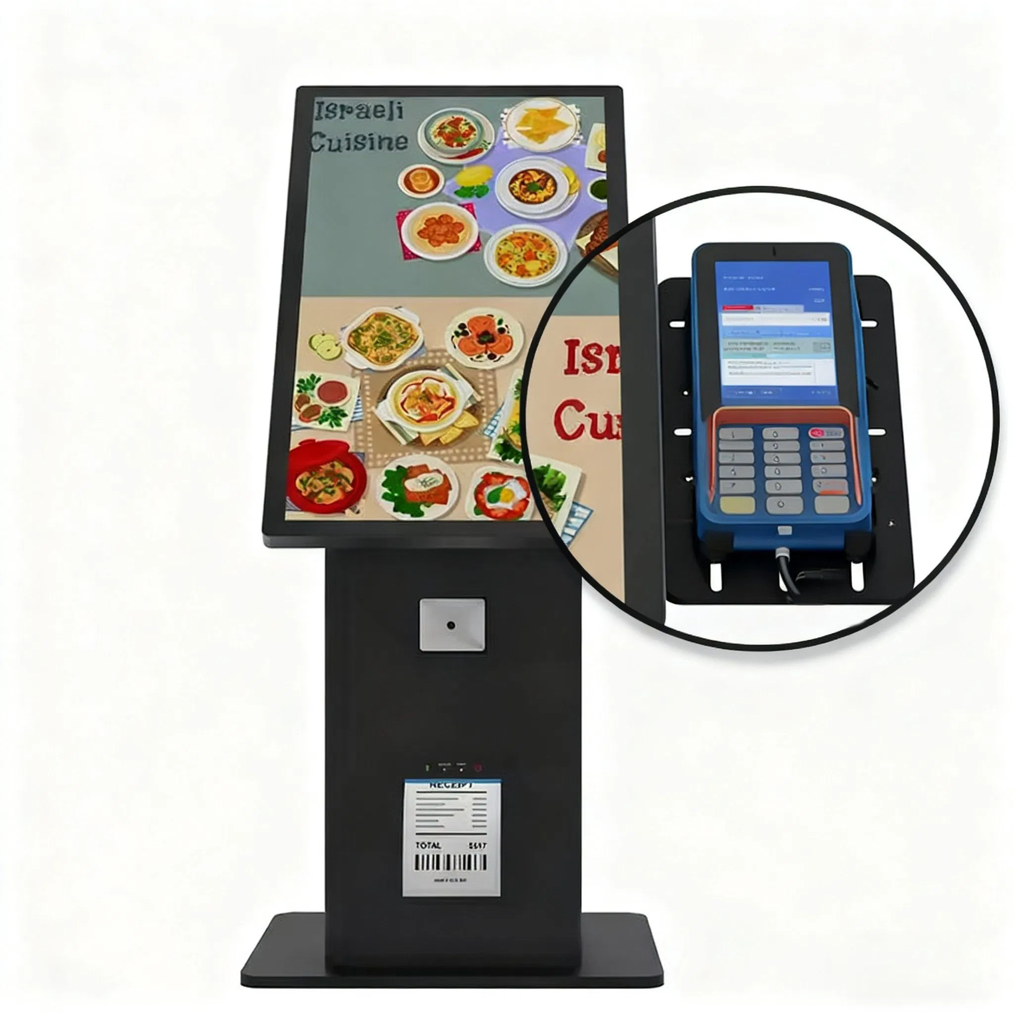 Restaurant Desktop Touch Kiosk All in One Self Order Terminal with Card Reader Bracket