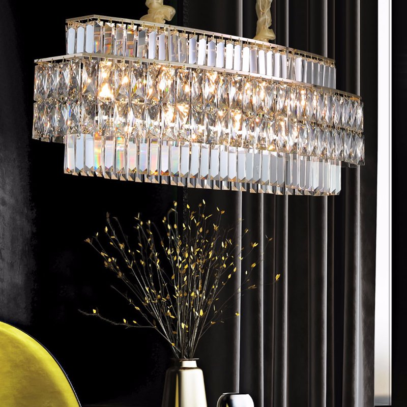 Modern Lustre crystal Rectangle Dinding Room Luxury New Crystal Chandelier