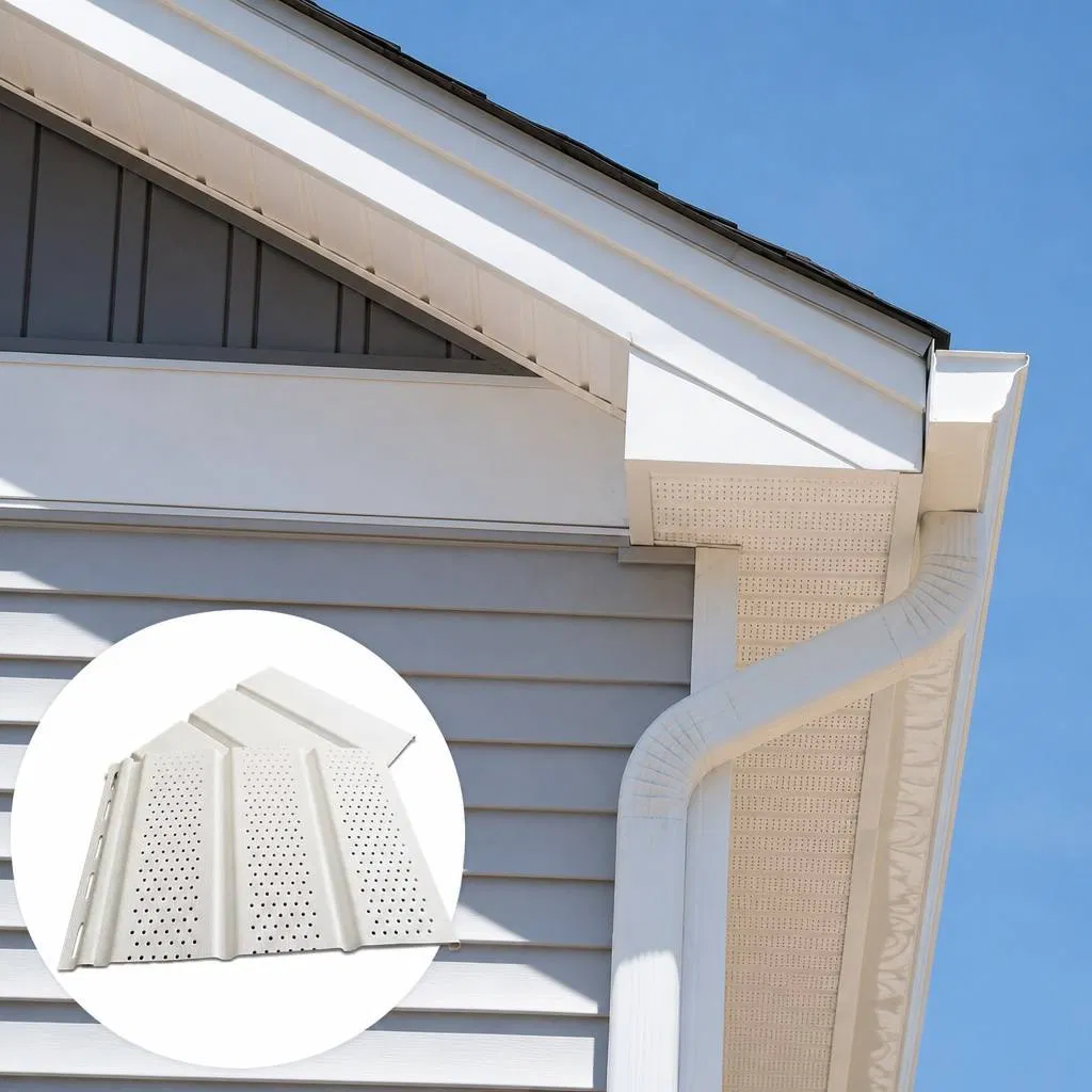 High Quality PVC Soffit Panel Solid Waterproof Anti-Aging Exterior Roof Eaves Soffit Board