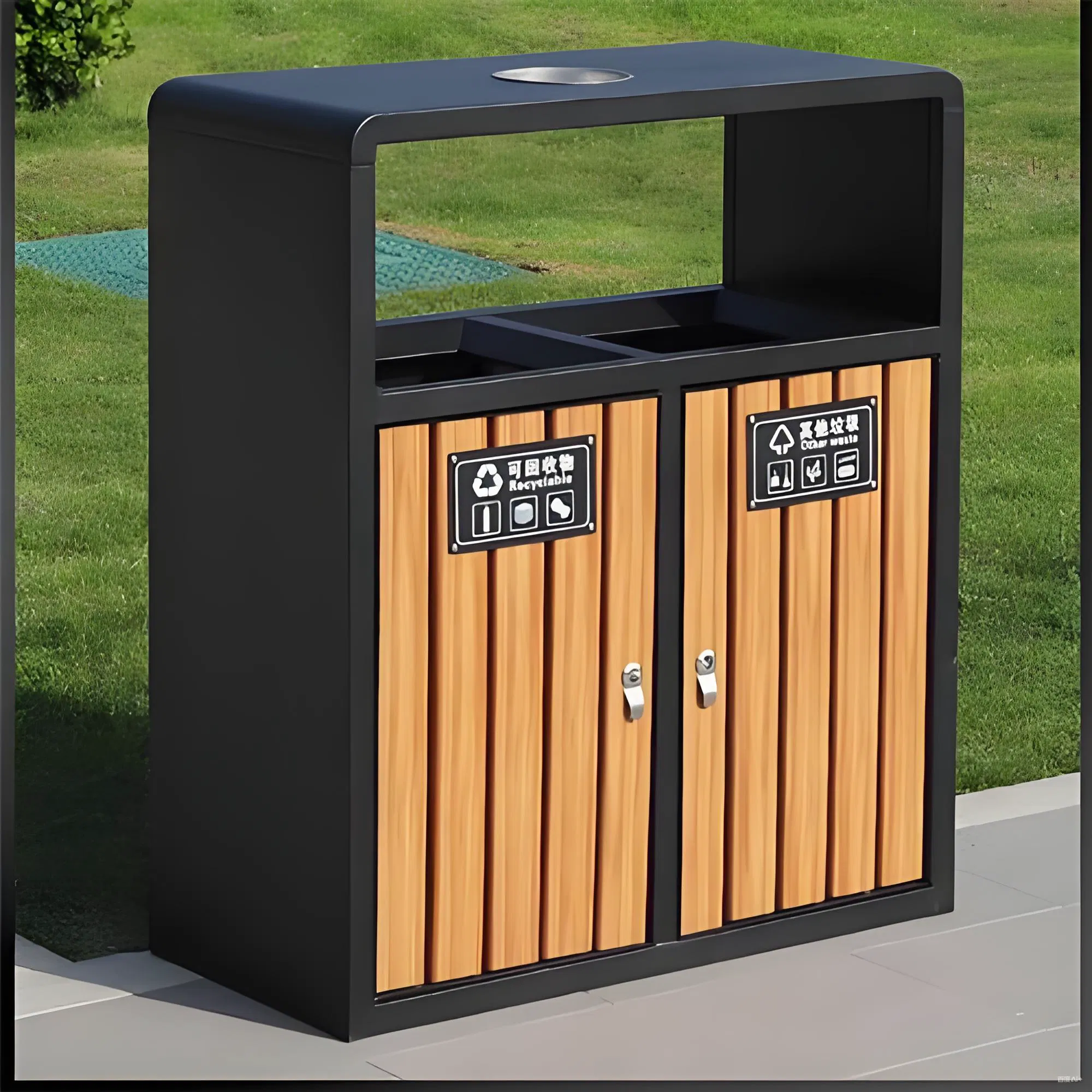 Outdoor Vertical Classification Garbage Bin Stainless Steel Garbage Bin