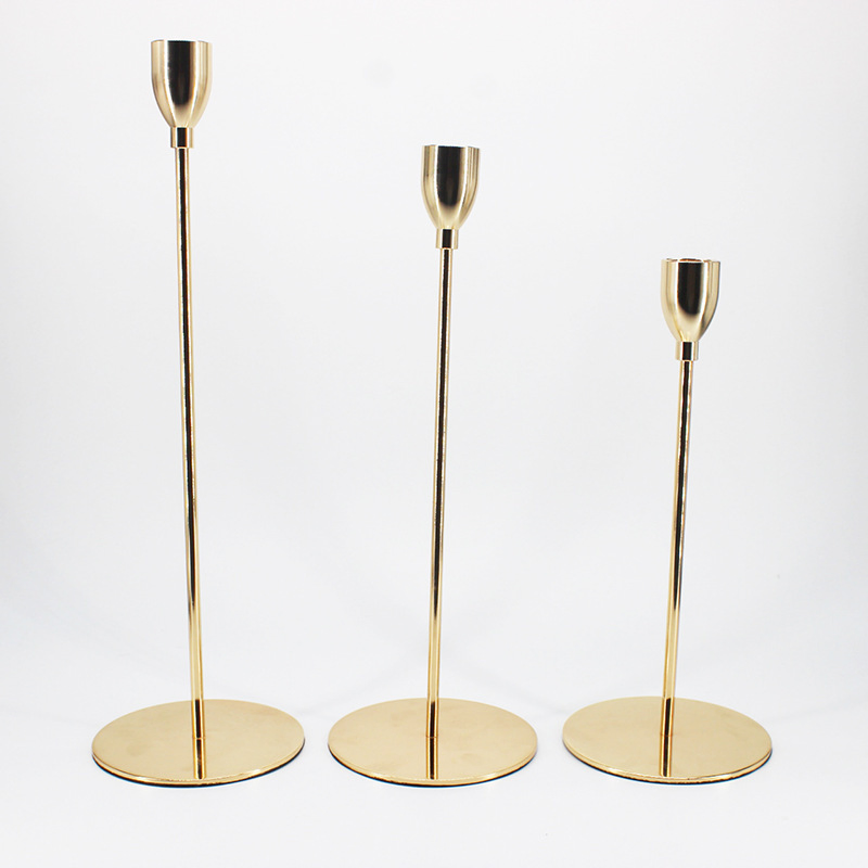Wedding Metal Geometric Retro High Candlestick Brass Gold Candle Holder