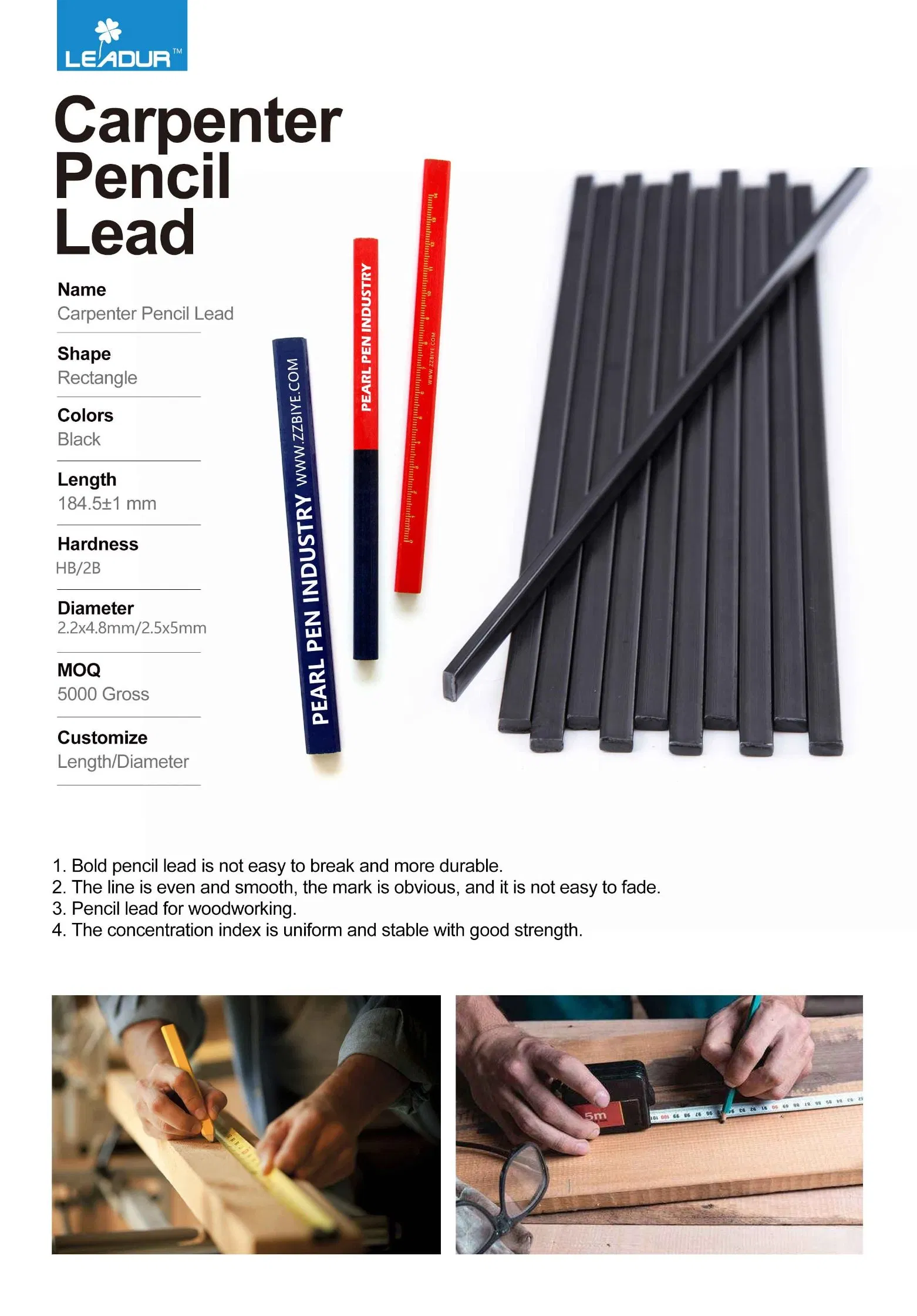 2.0mm Graphite Pencil Lead Wide Lead Core Woodworking Lead Core
