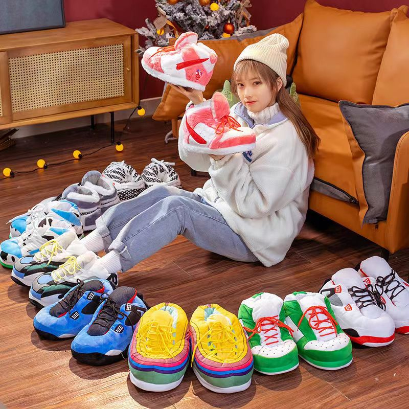 Fashion Casual Style Shoes Plush Unisex Warm Indoor Sport Brand Sneaker Slippers