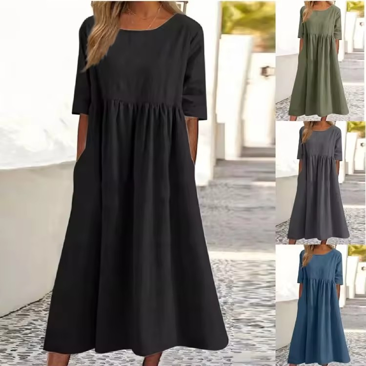 High-Quality Summer Fashion, Exquisite Pleated Cotton Dress