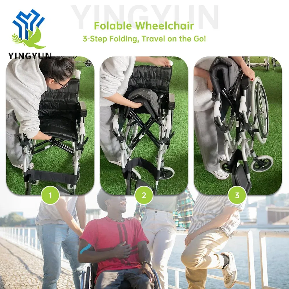 Disabled Old Man Hospital Medical Care Lightweight Portable Wheelchair Folded