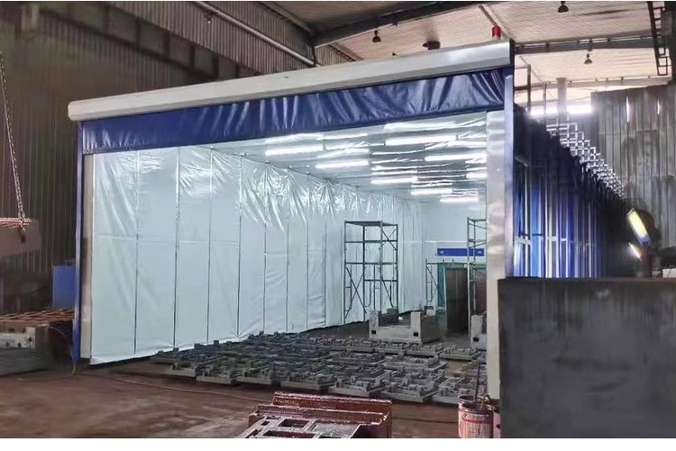18m Expandable LED Lighting Industrial Retractable Spray Paint Booth for Large Workpieces