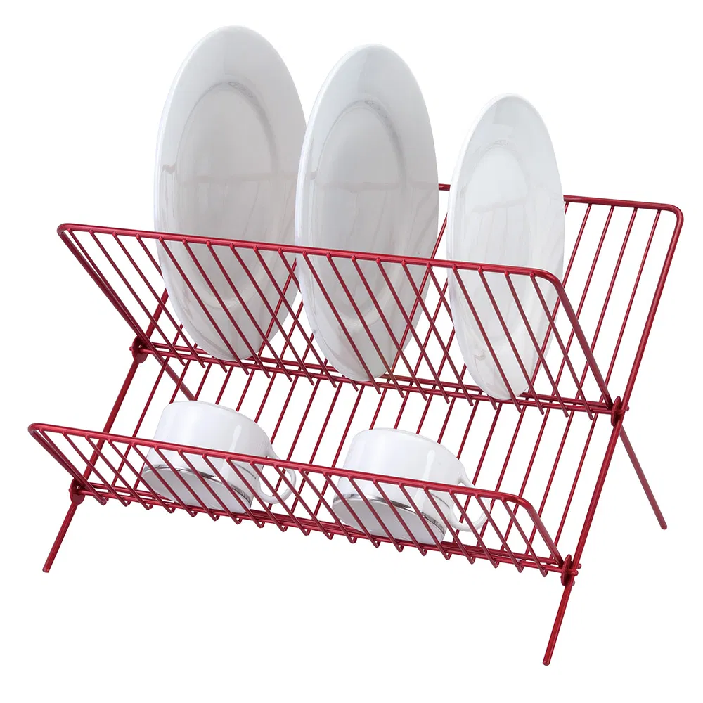 Kitchen Storage Water-Proof Wooden Panel Chrome Plate Dish Drying Rack with Draining Tray