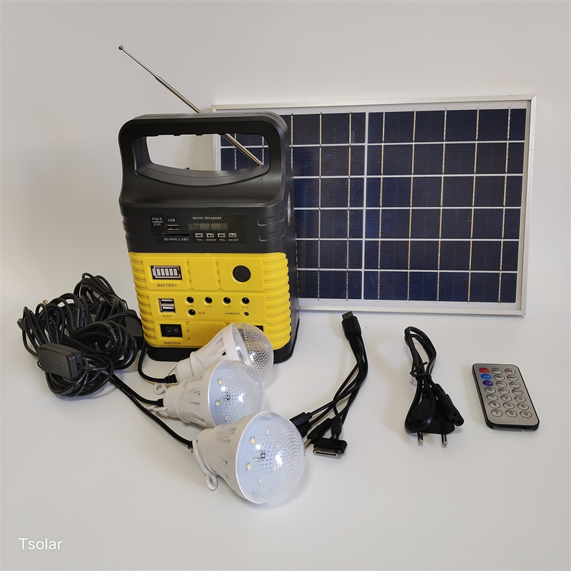 Home Portable Small Electricity Camping Lighting Solar Energy System Kit with Fan USB Speaker FM Radio Solar Camera Light