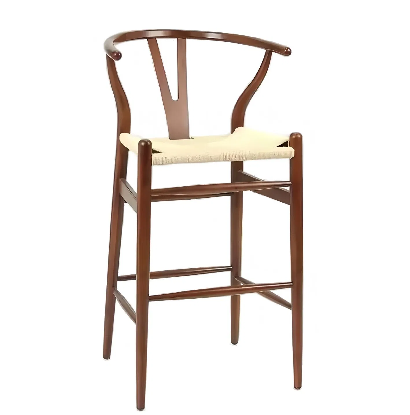 Wishbone Bar Chair High Counter Wooden Dining Bar Chair Restaurant Walnut Color Wooden Bar Chair
