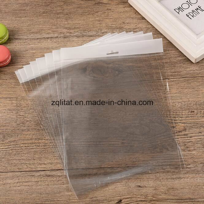 Transparent BOPP Plastic Gift Bag with Head Block / LDPE Rectangle Transparent Clear Cello Bag with Self-Adhesive