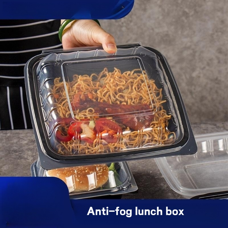 Customized Disposable Hinged Food Container for Fast Food Anti Fog Microwave Lunch Box PP Food Box for Take out