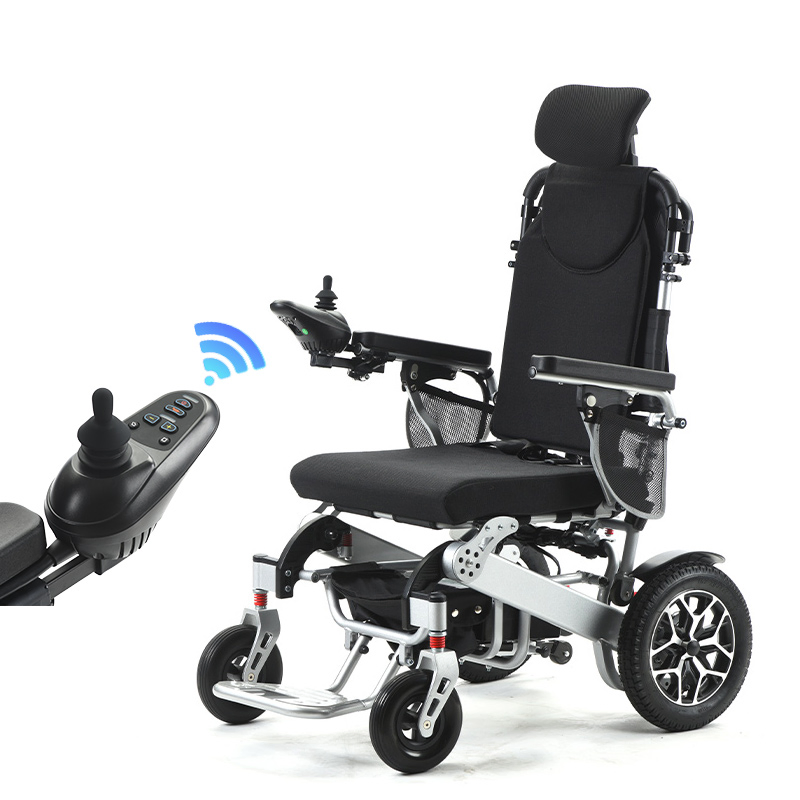 Lightweight Foldable Reclining Electric Wheelchair Aluminium Auto Folding Handicapped Power Wheelchair