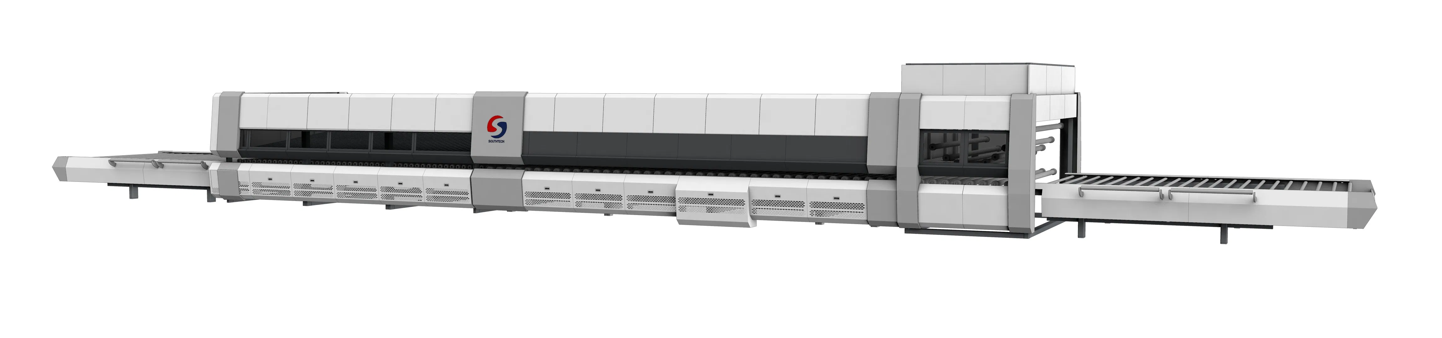 Southtech Energy Saving High Production Capacity Flat and Cross Bending Glass Tempering Processing Machinery with Newest Vortech Convection Technology Price