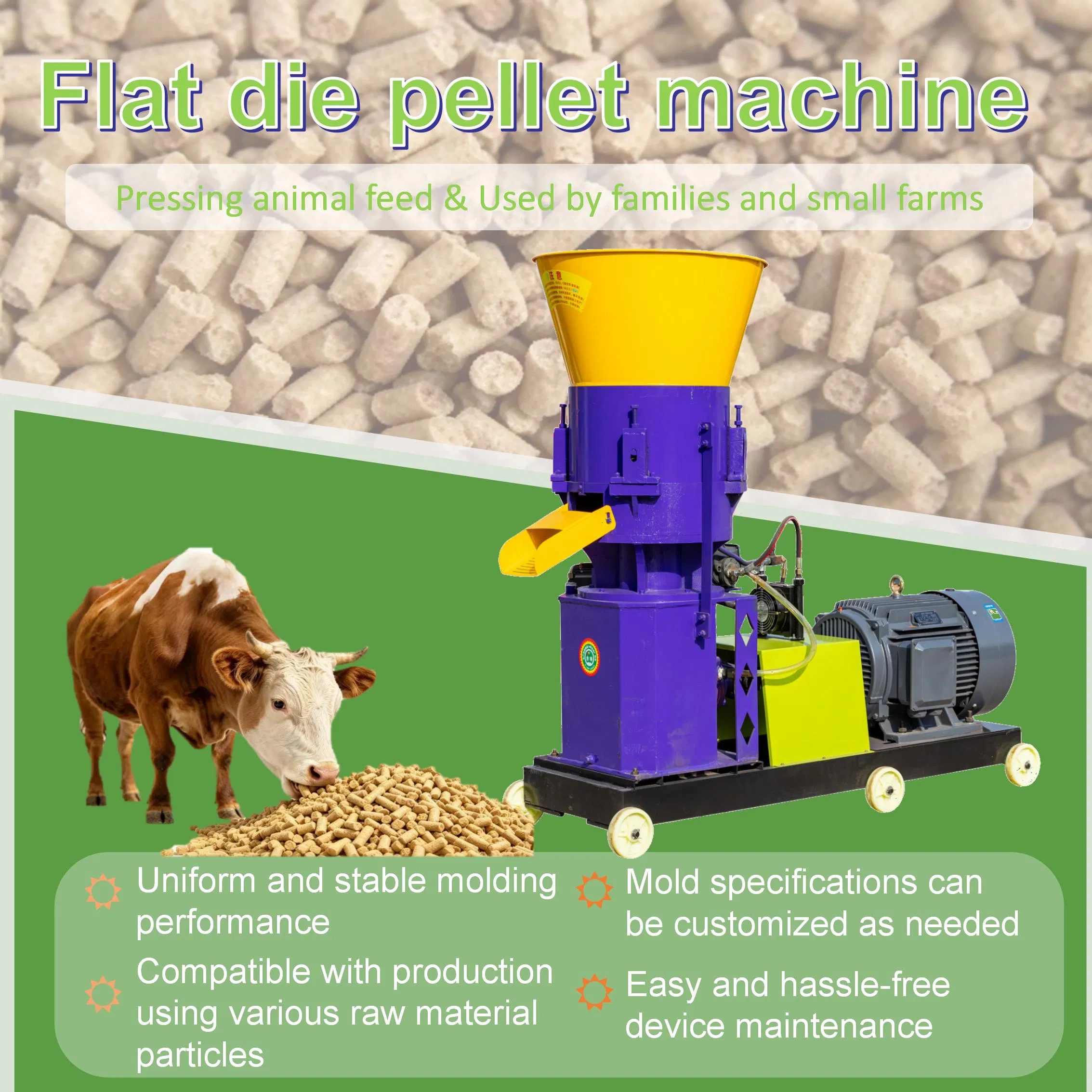 Hot Selling Flat Die Pelletizer Mini Flat Die Pellet Machine Poultry Feed Flat Die Pellet Making Machine