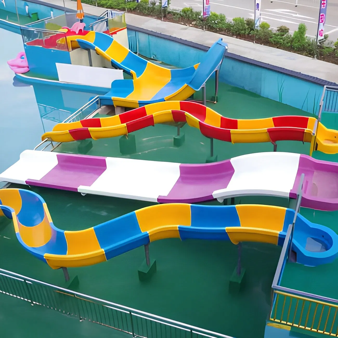 Double Lane Fiberglass Water Slide for Public Swimming Pool China Supplier